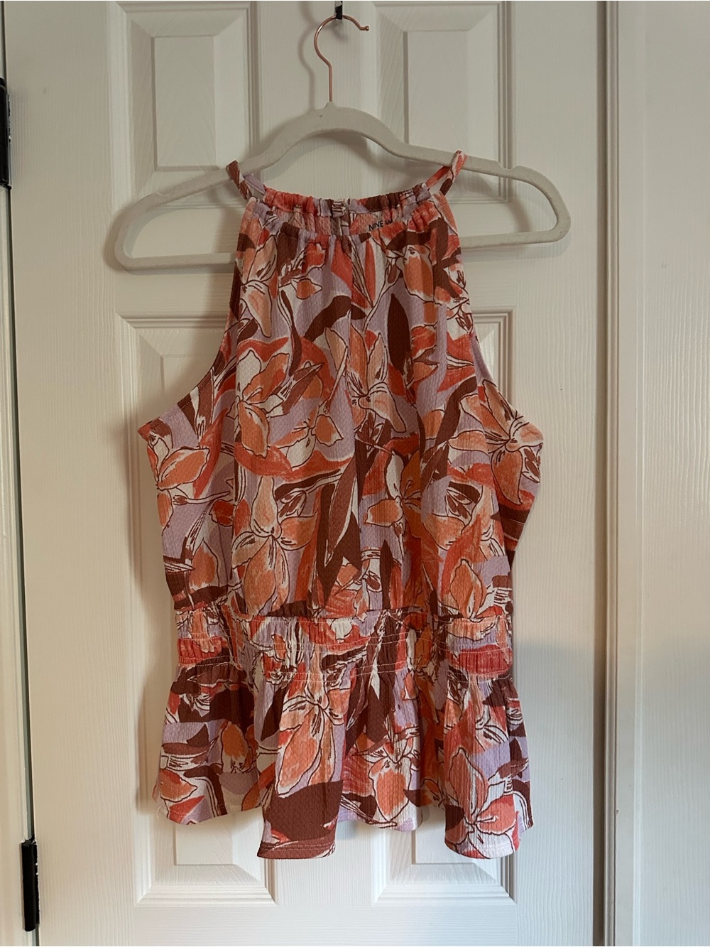Nine West Rust & Pink Halter Peplum Camisole
